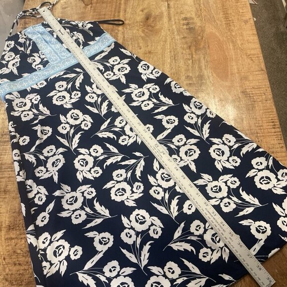 Ann Taylor LOFT Halter Dress Womens M Sleeveless Midi Floral Stretch Hawaiian - Picture 8 of 12